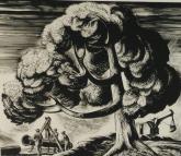 Workers With Pipe Under Tree