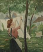 Woman Hanging Laundry
