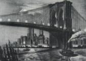 "Twilight over Brooklyn Bridge"