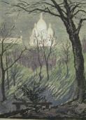 Sacre-coeur at Montmartre Through the Trees"  (ARTS AND CRAFTS)