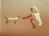 "Child Coaxing cat"