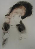 "Frileuse" (Elegant Woman in Hat Facing Right)