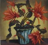 Floral Still Life with Orange Lillies  (ARTS AND CRAFTS)